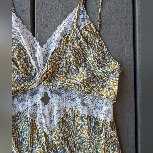 Anthropologie Paisley Lace Open Back Midi Slip Dress - Women's L Boho Elegance - Picture 9 of 11